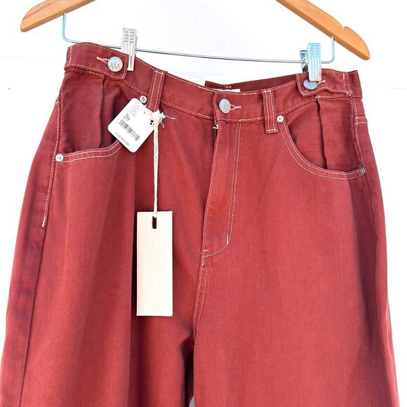 New Free People x ZGY Hi & Loose Denim Jeans Wide Leg Rust Size 29 Baggy Pants - Picture 7 of 12
